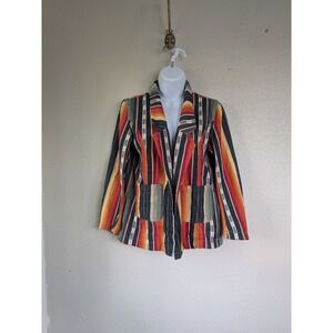 Turquoise Haven Jacket Womens Small Boho Southwestern Striped‎ Cowgirl Western